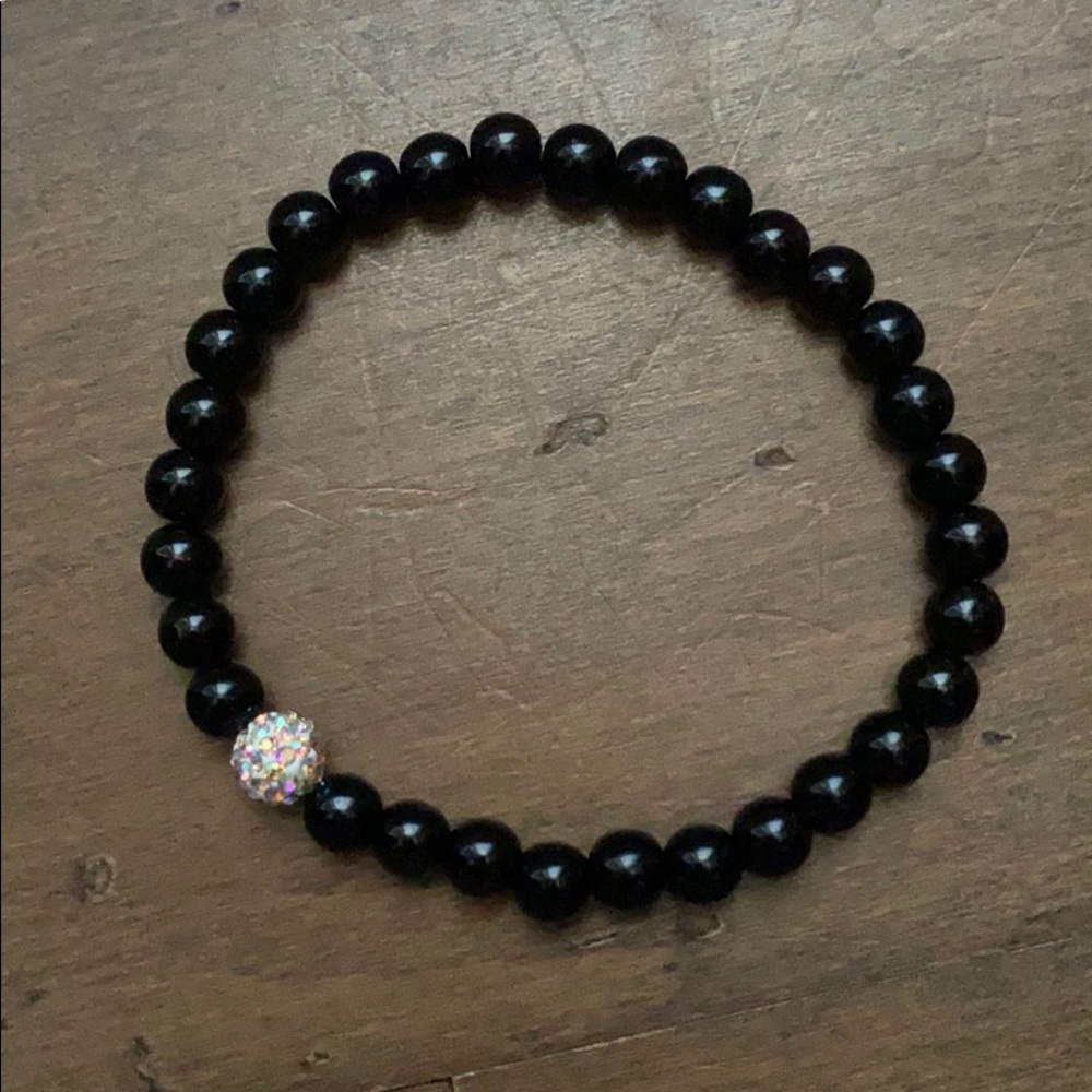Crystal & Polished Bead Stretch Ankle Bracelet